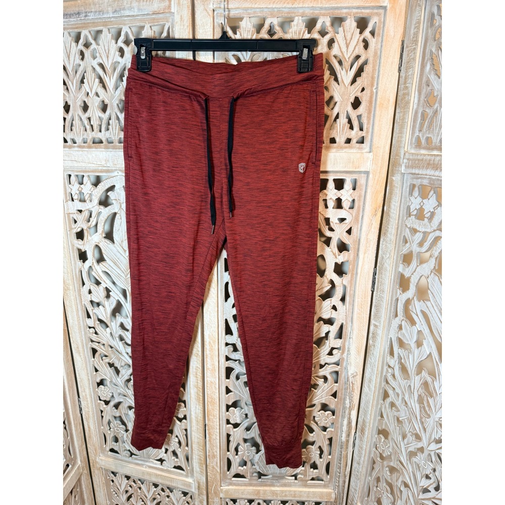 RBX Active Womens Burgundy Black Space Dye Joggers Tapered Sweatpants‎ Medium - Picture 2 of 8